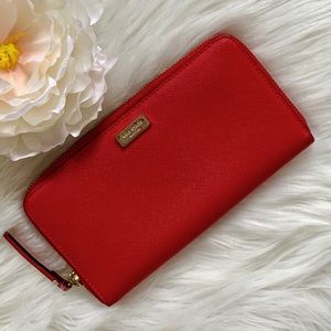 Kate Spade Large Red Zipper Wallet